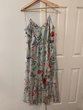 Alice Olivia Mable 100% Silk Midi Dress Sz 10 Floral Soirée Ruffle NWT Garden