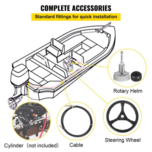 15ft SS13715 Marine Boat Rotary Steering System Outboard Kit W/13.5" Wheel - Picture 6 of 12