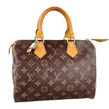 Borsa a mano Louis Vuitton Monogram Speedy 25 in pelle tessuto marrone 4190