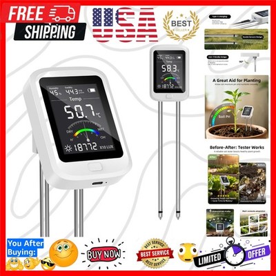 6-in-1 Soil Moisture Meter Digital Soil Tester Kit with pH Temperature Humidity