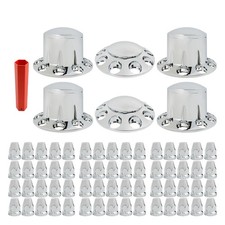 Chrome Hub Cover Semi Truck Wheel Kit Axle Cover 33mm Lug Front Rear Abs Chrome Hub Cover Semi Truck Wheel Kit Axle Cover 33mm Lug Front Rear Abs