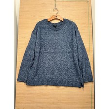 Talbots Womens Blue Marl Knit Crewneck Sweater Relaxed Fit Center Seam Large