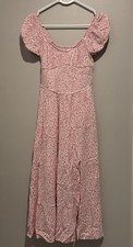 American Eagle Pink Floral Puff Sleeve Long Sun Dress - Size XS