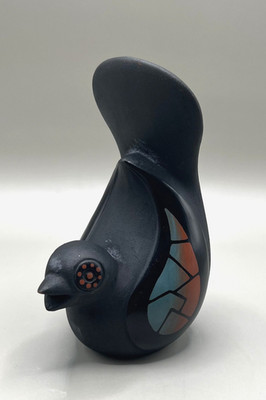 Peruvian Folk Art Pottery Bird CHULUCANAS Peru Artist Signed Maneno 6'' tall