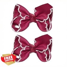 3" Maroon Grosgrain Ribbon Hair Bows for Girls