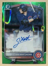 2025 Bowman Chrome Josiah Hartshorn Green Lava Refractor Auto #/99 - Cubs 1st