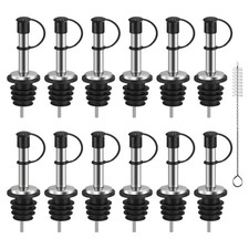 12 Pcs Stainless Steel Liquor Pour Spouts Wine Bottle Pourers with Caps
