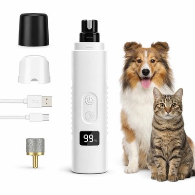 Ultra Quiet Dog Nail Grinder with LED Light, Cats & Trimmers, White