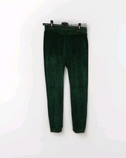 Gisela Damen Samthose Gr. M 38 Grün Schwarz Gestreift Homewear Hose Stretch  A13