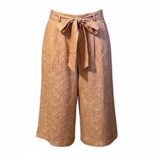 Vintage Leslie Fay Crop Palazzo Wide-leg Pant, Peach  White Pleated, Sz S