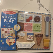 Melissa Doug Ice Cream Wooden Magnetic Puzzle Play Set - 16 Magnet Pieces