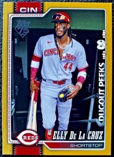 2026 Topps Celebration Elly De La Cruz Gold /50 Dugout Peeks SSP #150 Reds