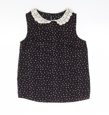 Schwarze Basic-Bluse Damen UK Größe 8 New Look