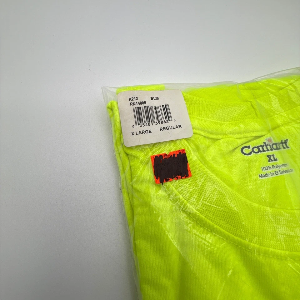 Camiseta Carhartt XL para Hombres Ropa de Trabajo Alta Visibilidad Amarillo Neón Manga Corta Poliéster Foto 2 de 3