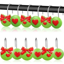 12 Pcs Christmas Shower Curtain Hooks Lime Green Shower Curtain Rings Metal H...