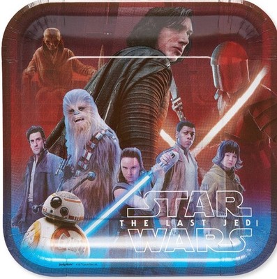 Star Wars The Last Jedi Square Paper Party Plates 9''  8 pack Birthday