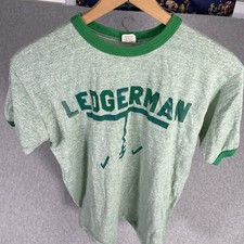VTG 60s 70s Russell Athletic T Shirt Mens L 20x27 Green Ringer Football USA