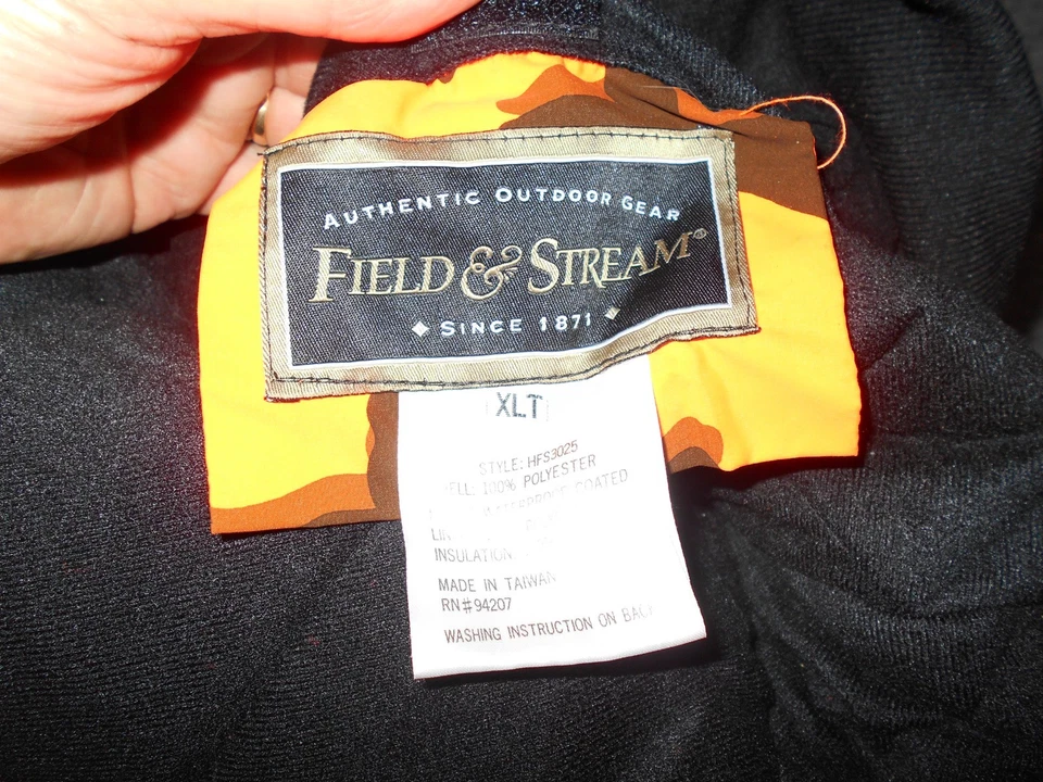 CHAQUETA AISLANTE FIELD & STREAM HOMBRE XL ALTA SEGURIDAD NARANJA CAZA CAMUFLAJE Foto 3 de 3