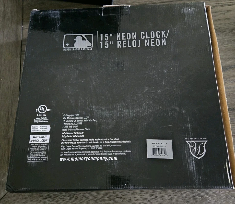 Raro reloj de neón Memory Company 2008 15" New York Mets nuevo en caja Foto 4 de 4