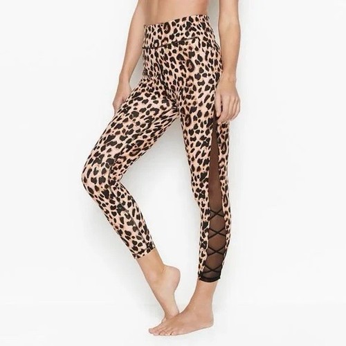 Victoria’s Secret Women’s Lace Up Cheetah Print Leggings Size 8 - Lightly Used - Picture 1 of 4