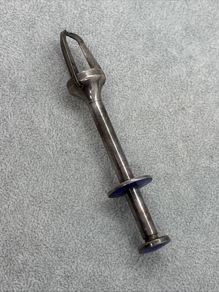 Vintage Silver Plate & Guilloche Enamel Mechanical Ice Sugar Tongs Rare 4.25” L - Image 3 of 4