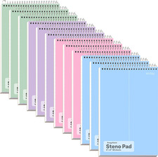 Steno Pads Spiral 6X9 12 Pack Pastel Colors Gregg Ruled Steno Pad White Paper