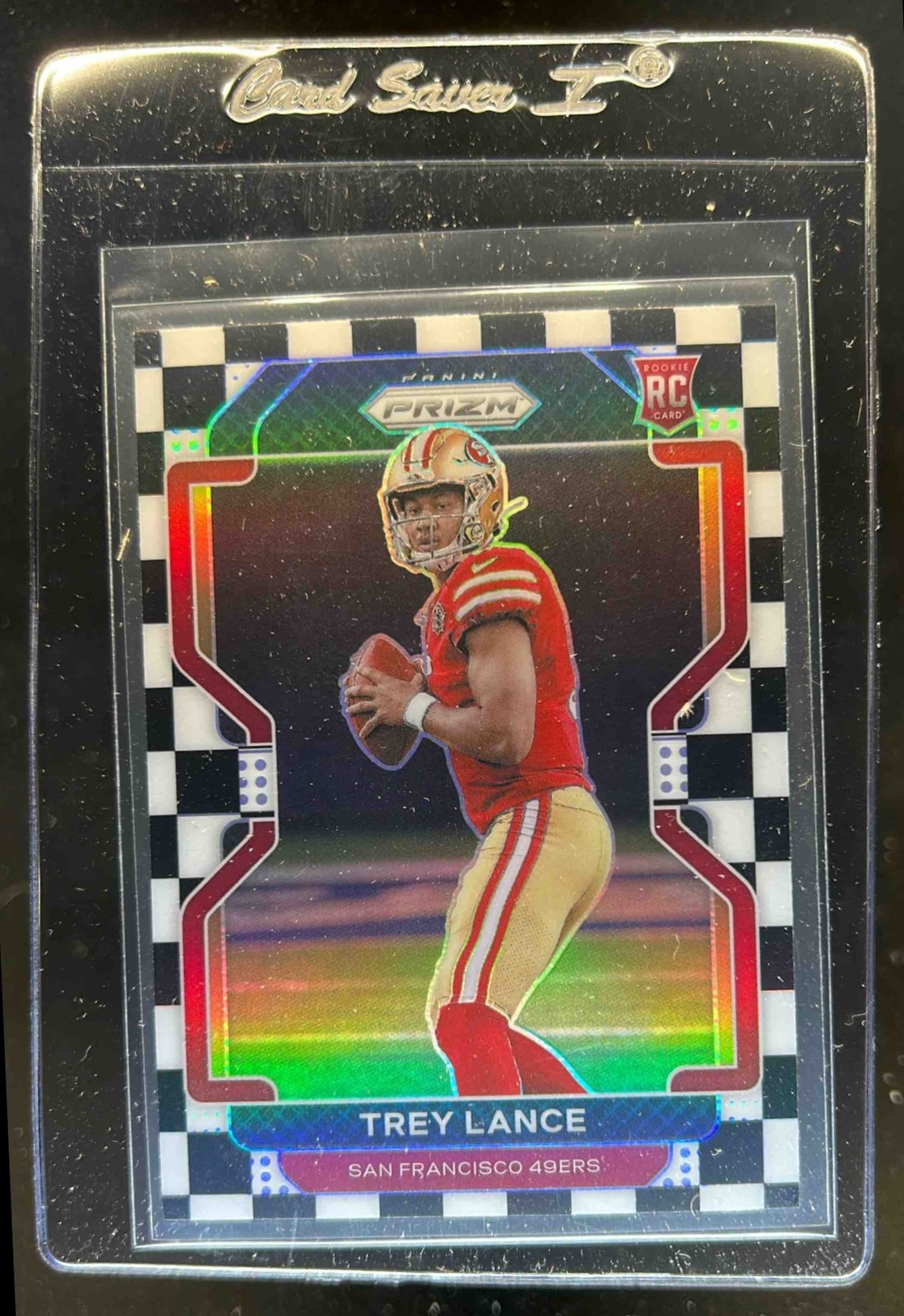 2021 Prizm Trey Lance RC Black and White Checker Rookie #333 49ers
