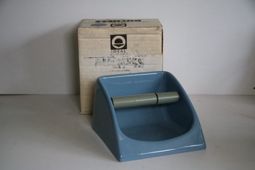 Vintage Ideal Duchess Ceramic Toilet Roll Holder UNUSED In Blue