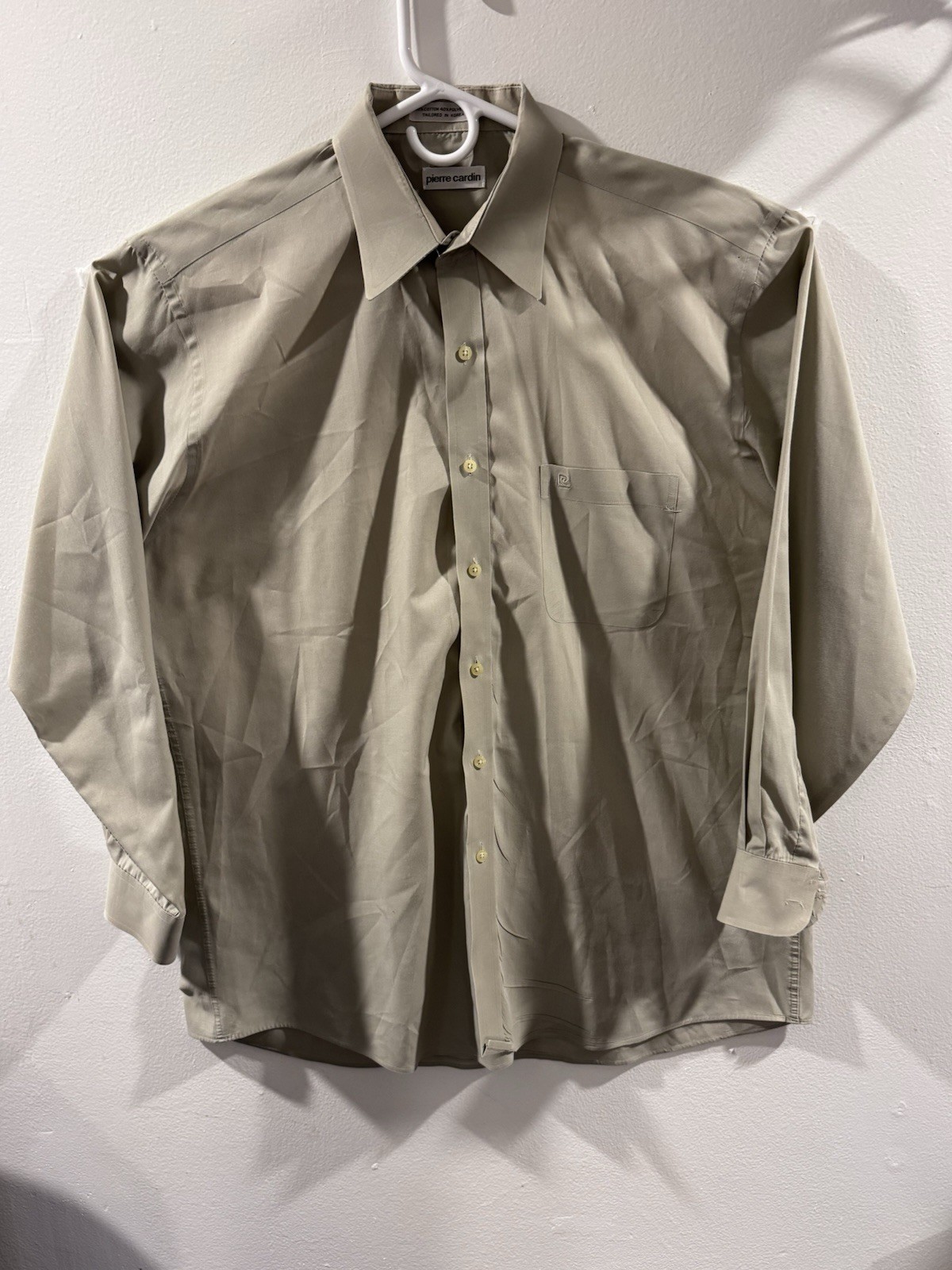 Pierre Cardin Mens Dress Shirt Button Down Long Sleeve Large Gray