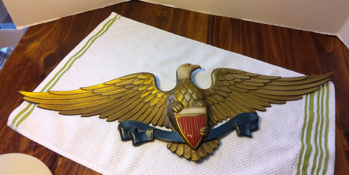 Vintage Sexton 27” Aluminum Patriotic American Eagle Shield Wall Plaque Gold  