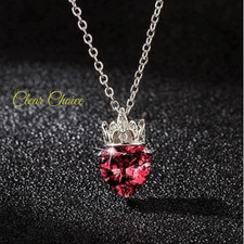 Heart Shaped Queen Princess Cubic Zirconia Pendant Necklace Women And Girls