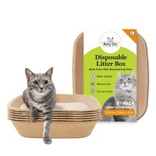 Disposable Cat Litter Box Large, 6 Count, Durable Portable for Travel and Hom...