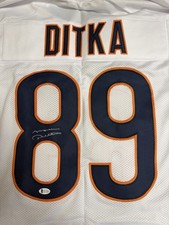 Mike Ditka Signed Custom White Football Jersey BAS Chicago Bears Coach Auto XL