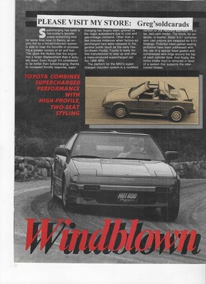 Original 1988  Toyota MR2 two and one-third page Road Test, in print ad category
