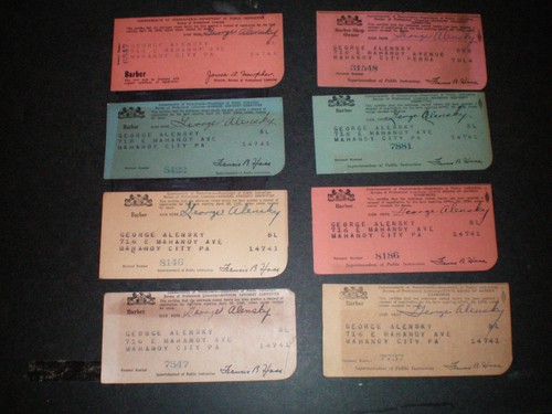 8 State Of PENNSYLVANIA Barber Certificates Licenses FREE SHIPPING