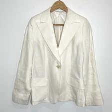 Max Mara Ivory Cream Linen Blazer Womens US 4 Jacket