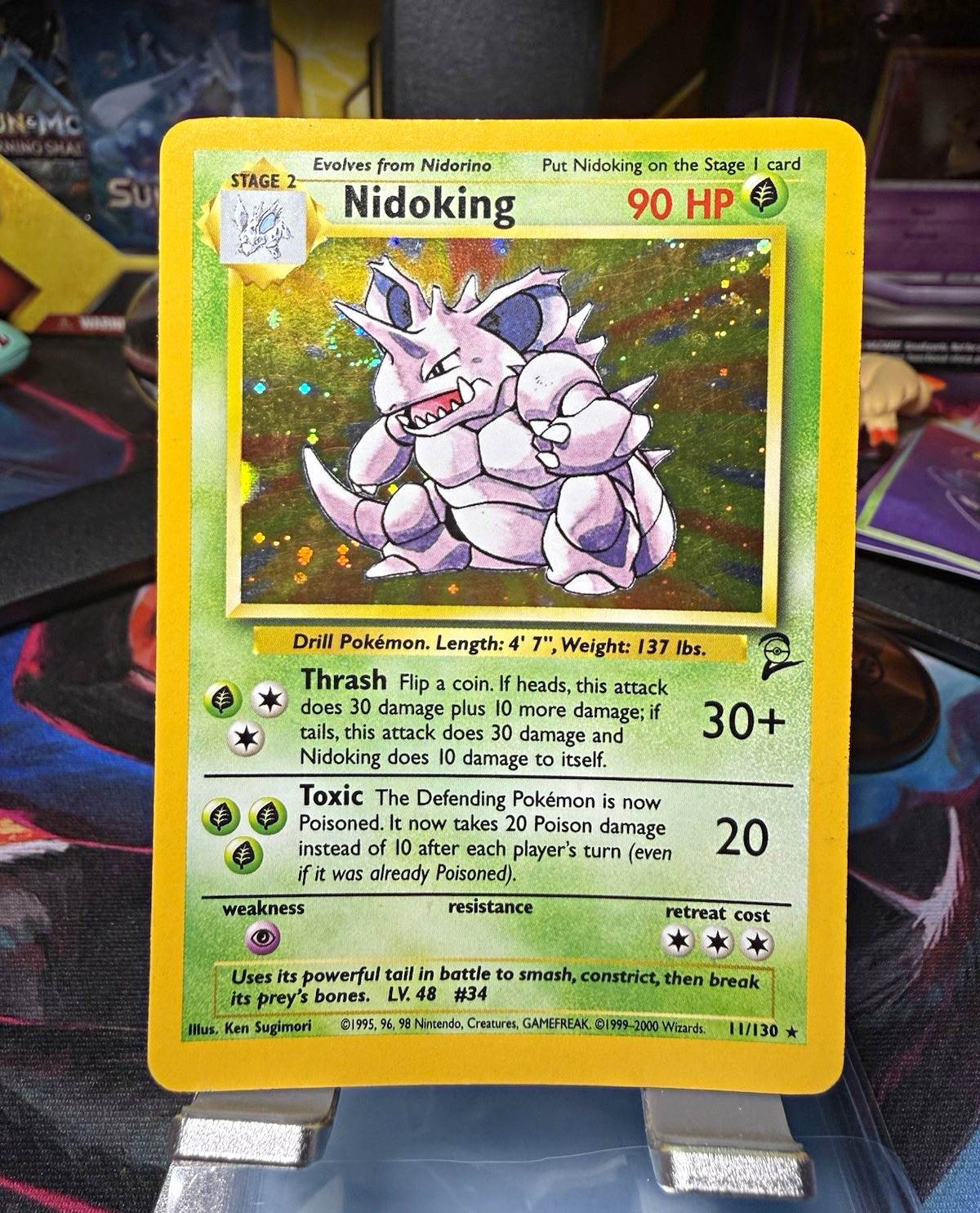 WOTC Pokémon TCG Nidoking Base Set 2 Holo Rare 011/130 1999 HEAD SWIRL