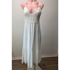 Lush Ivory Crochet Bodice Spaghetti Strap Midi Sundress Size S