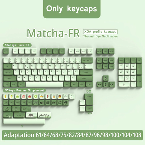 PBT keycaps Brazilian Korean Japanese Russian Spanish French Matcha keycap - 第 9/25 張圖片
