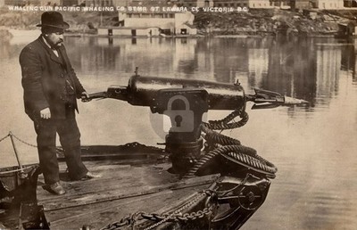 Canada BC British Columbia Victoria Whaling Gun  RPPC Postcard COPY