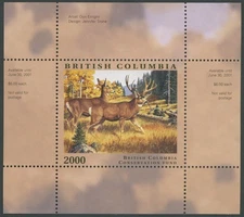 2000 CANADA-BRITISH COLUMBIA CONSERVATION FUND, MULE DEER, VD.#BCC6