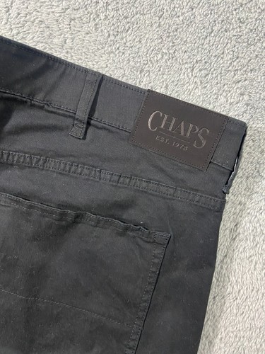 Nuevo con etiquetas Chinos Chaps ajustados calce recto para hombre 48 x 30 pantalones negros lavado costa flexible - Imagen 7 de 8