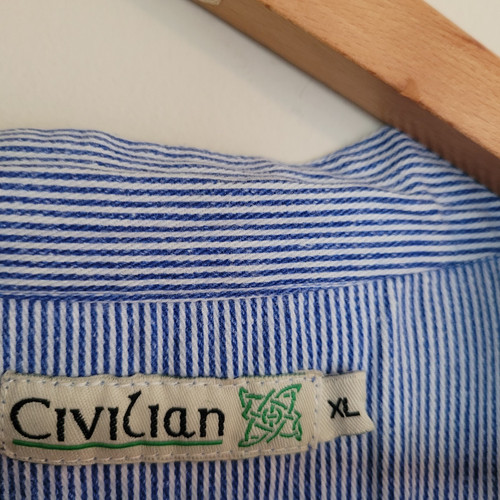 Civilian Irish Grandfather Hemd Herren gestreift blau langarm Knopfleiste Gr. XL - Bild 8 von 16