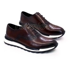 Carved Men's Leather Shoes Lace Up Casual Brogue Casual Formal British Fashion