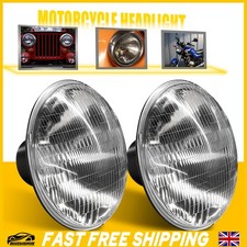 2x 7 Inch Round Curved Halogen Headlight Headlamp, No Pilot, - S6010 Motorcycles