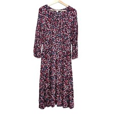Old Navy Womens Dark Floral Cottagecore Midi Dress Size M Ruffle Hem Peasant