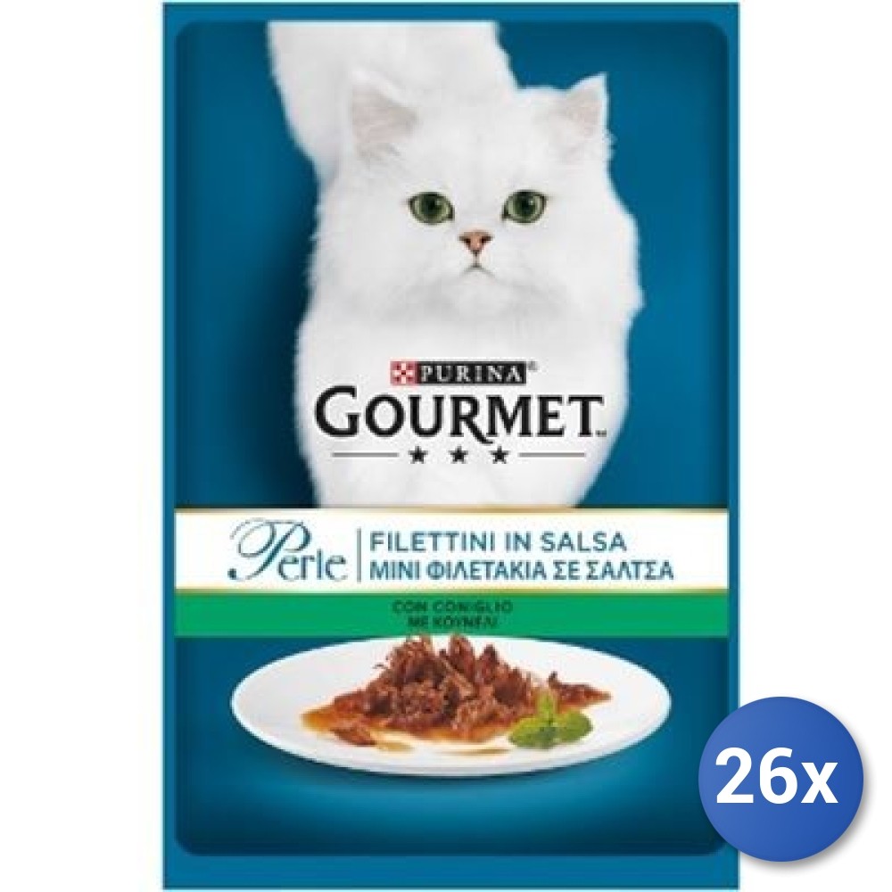 Purina Gourmet Perle Coniglio 26x85g: Il Piacere dei Filettini in Salsa