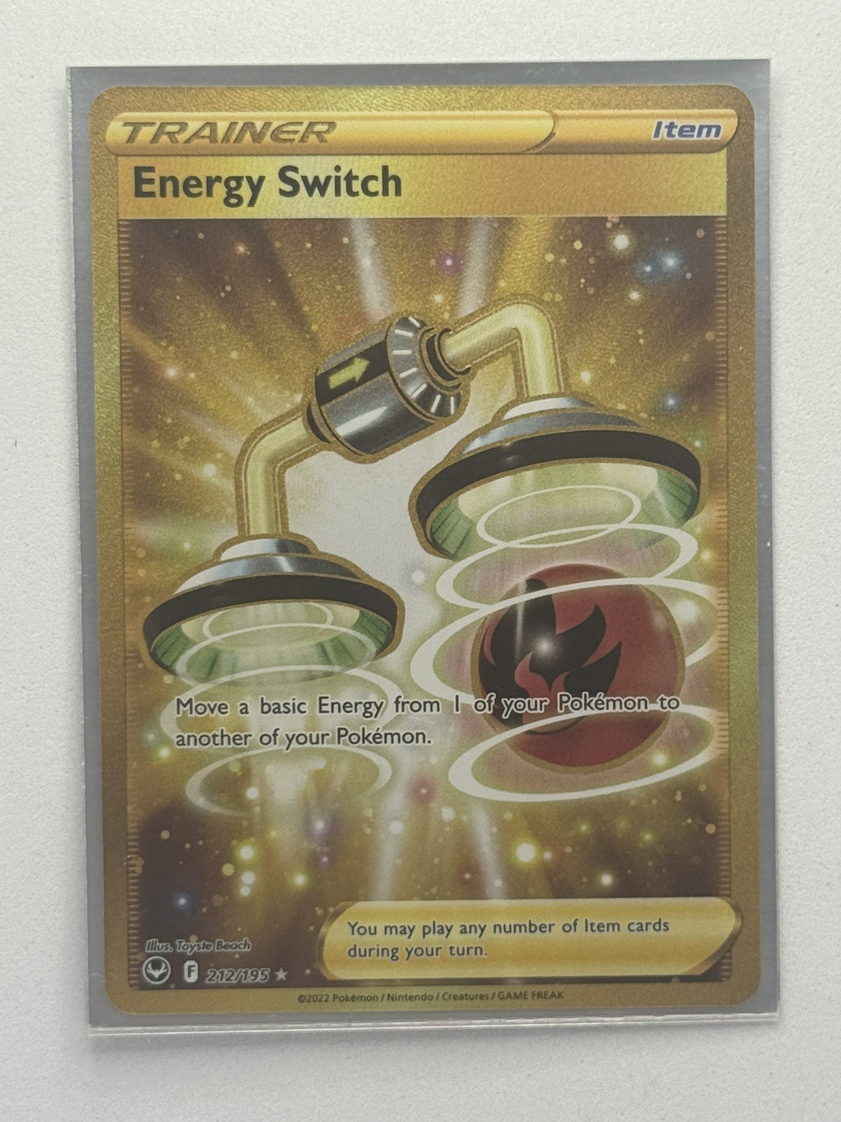 Energy Switch 212/195 Silver Tempest Gold Secret Rare Holo Pokemon Card NM