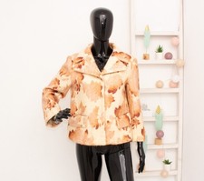 GANNI Floral Teddy Wool Jacket Twill Beige Firebrick Red Short  Coat Women's XS