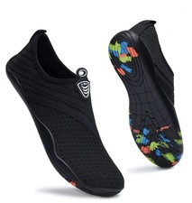 Black Water Shoes Breathable Fabric Elastic Top Multicolor Sole